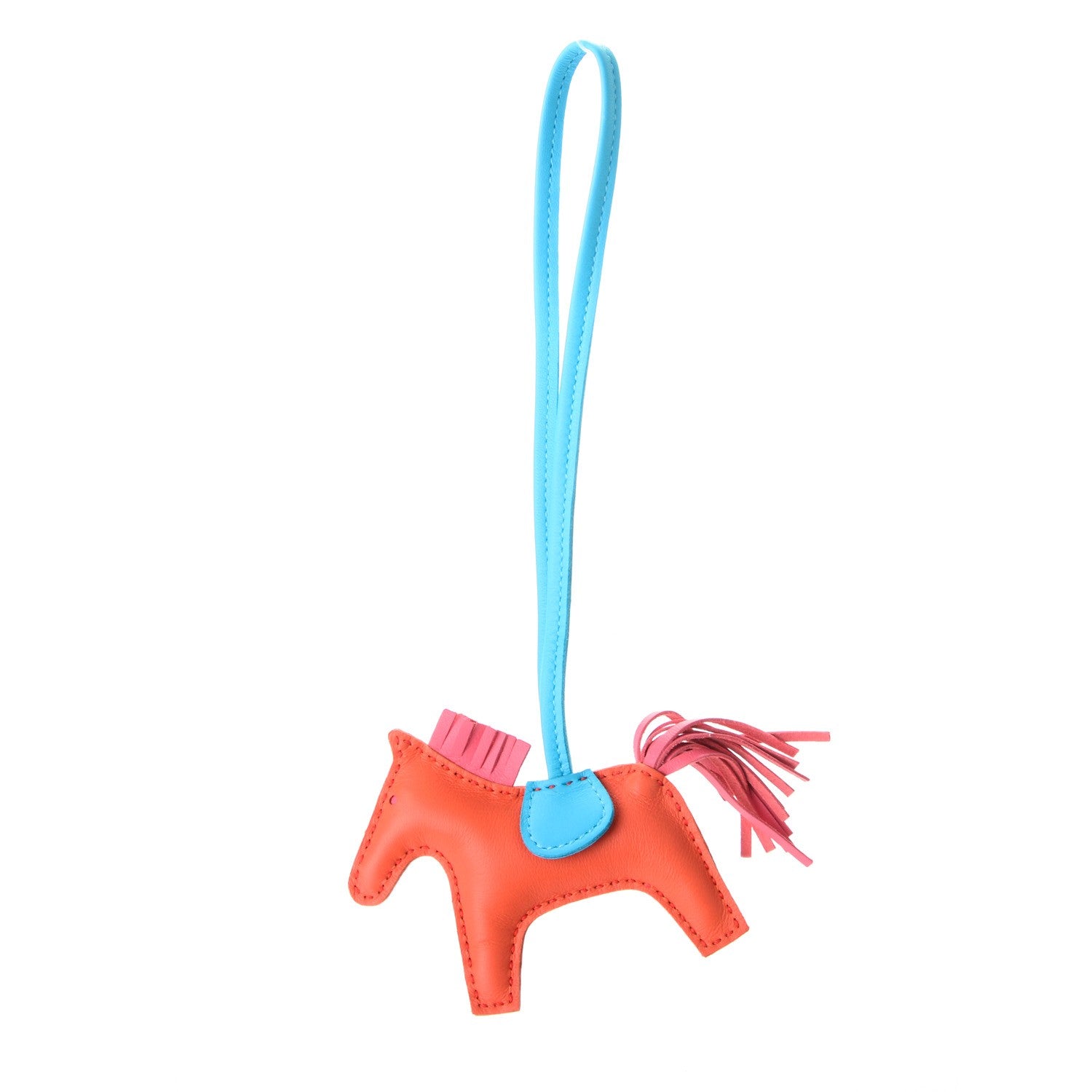 Hermes Milo Lambskin Grigri Rodeo Horse Bag Charm PM Orange Poppy Rose Azalee Bleu Azteque 1 of 4