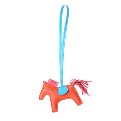 Hermes Milo Lambskin Grigri Rodeo Horse Bag Charm PM Orange Poppy Rose Azalee Bleu Azteque 1 of 4