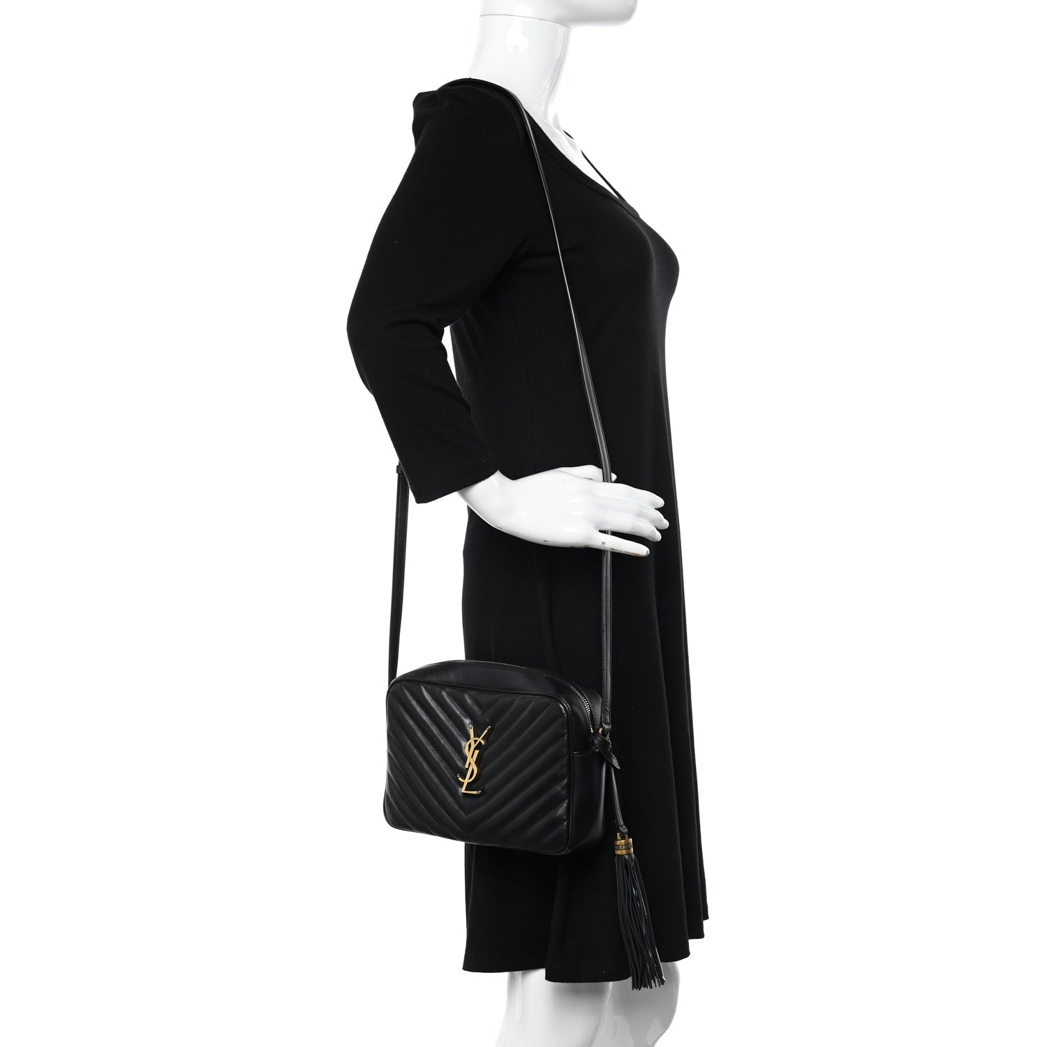 Saint Laurent Calfskin Matelasse Monogram Lou Camera Bag Black 2 of 11