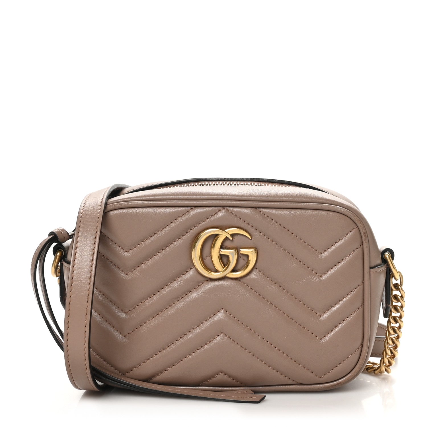 Gucci Calfskin Matelasse Mini GG Marmont Chain Shoulder Bag Nude 1 of 11