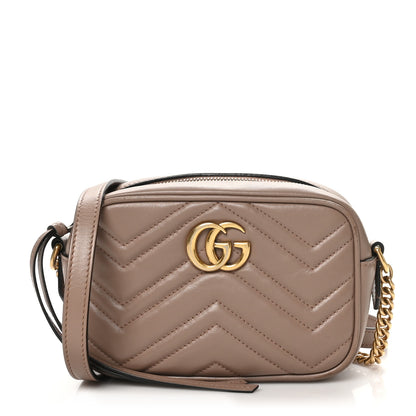 Gucci Calfskin Matelasse Mini GG Marmont Chain Shoulder Bag Nude 1 of 11