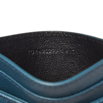 Saint Laurent Grain De Poudre Matelasse Chevron Monogram Credit Card Case Peacock Green 7 of 8