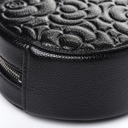 Chanel Caviar Camellia Embossed Round Clutch With Chain Black 10 of 13