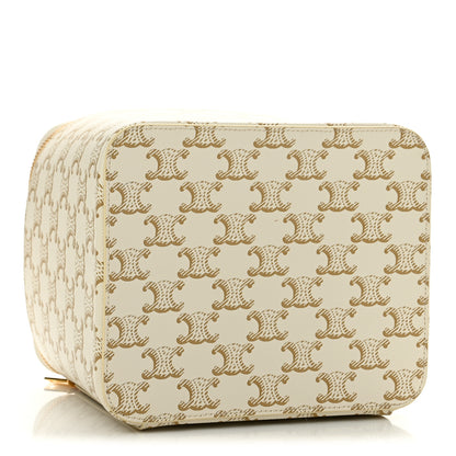 Celine Triomphe Canvas Calfskin Square Vanity Case White 5 of 11