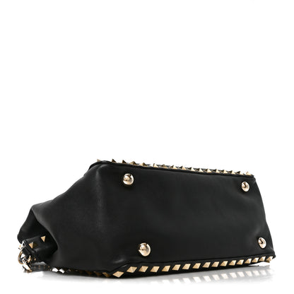 Valentino Garavani Vitello Small Rockstud Double Handle Tote Black 4 of 9