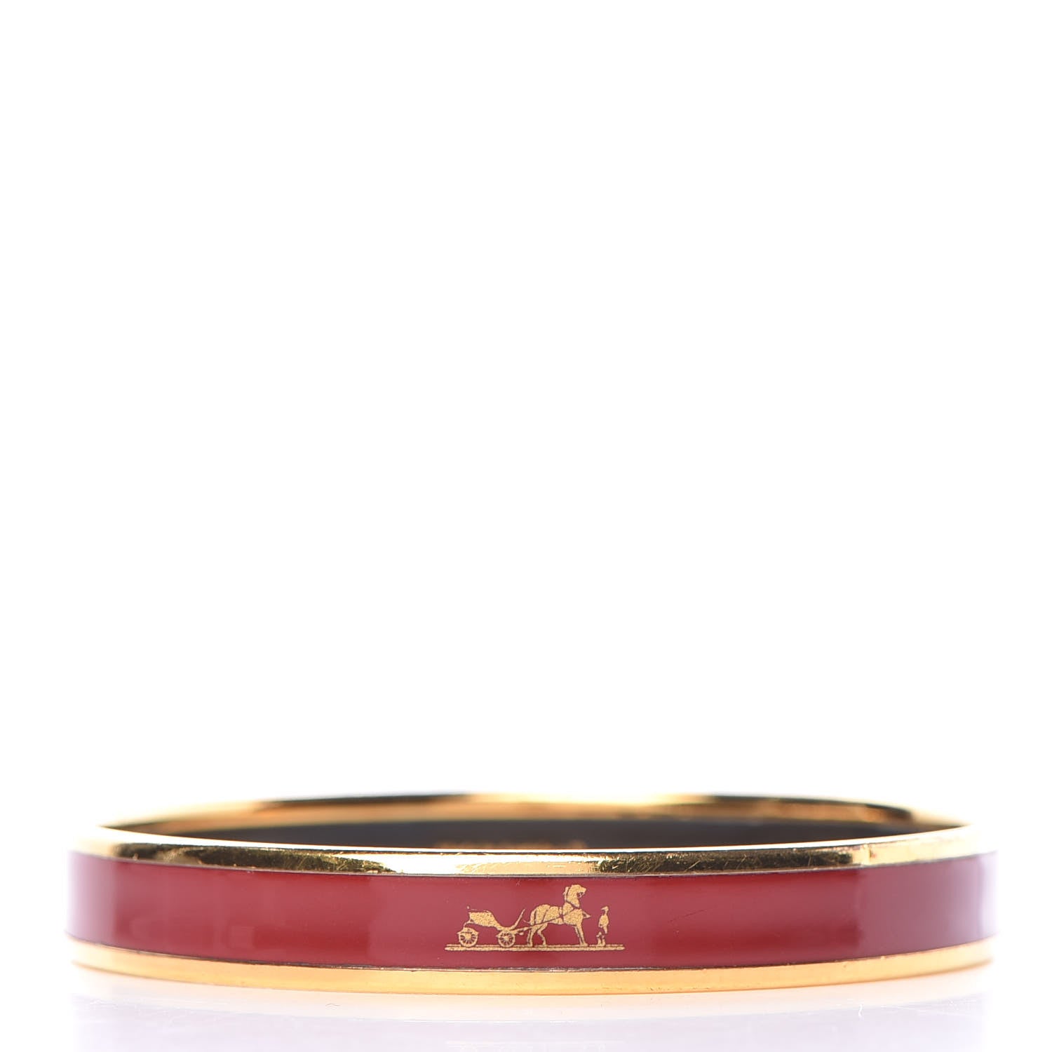 Hermes Enamel Printed Narrow Caleche Bracelet 62 Rouge H 3 of 6