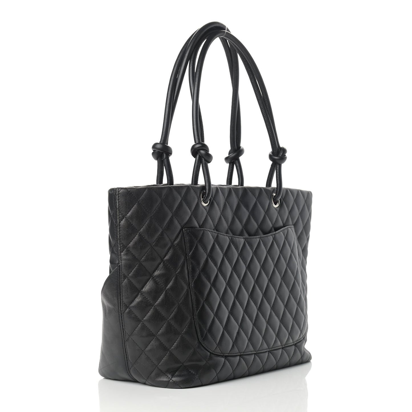Calfskin Quilted Large Cambon Tote Black White