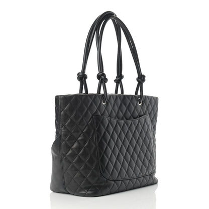 Chanel Calfskin Quilted Large Cambon Tote Black White 3 of 18