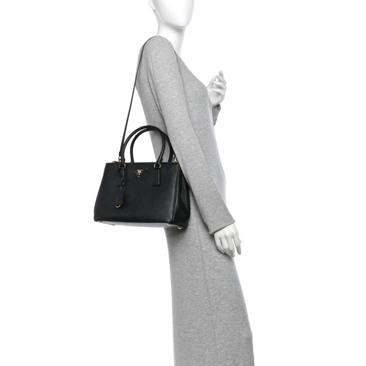 Prada Saffiano Small Galleria Double Zip Tote Black 2 of 9