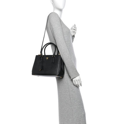 Prada Saffiano Small Galleria Double Zip Tote Black 2 of 9