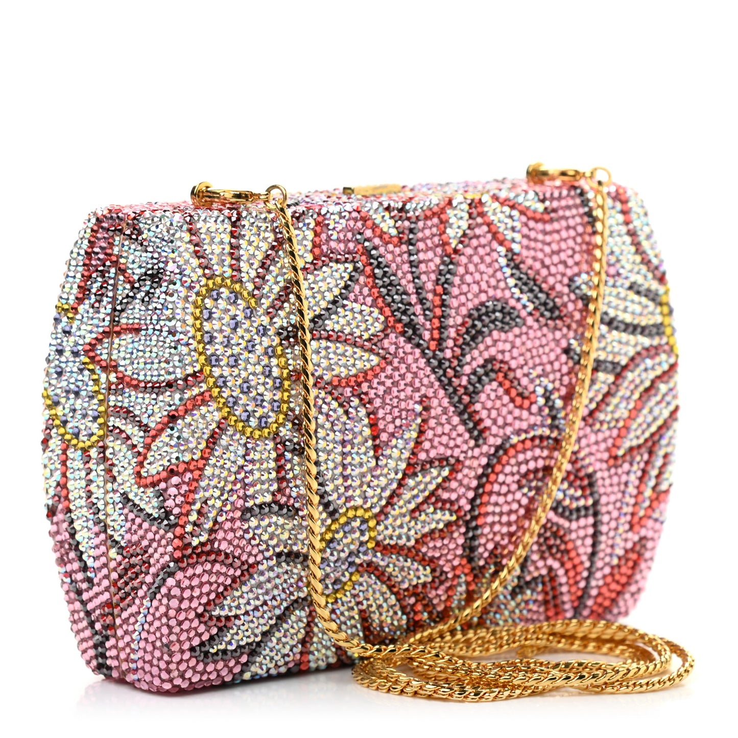 Swarovski Crystal Floral Miniaudiere Clutch Pink Multicolor