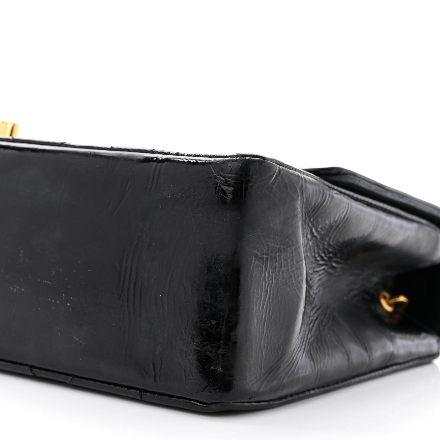 Patent Quilted Small Single Flap Black