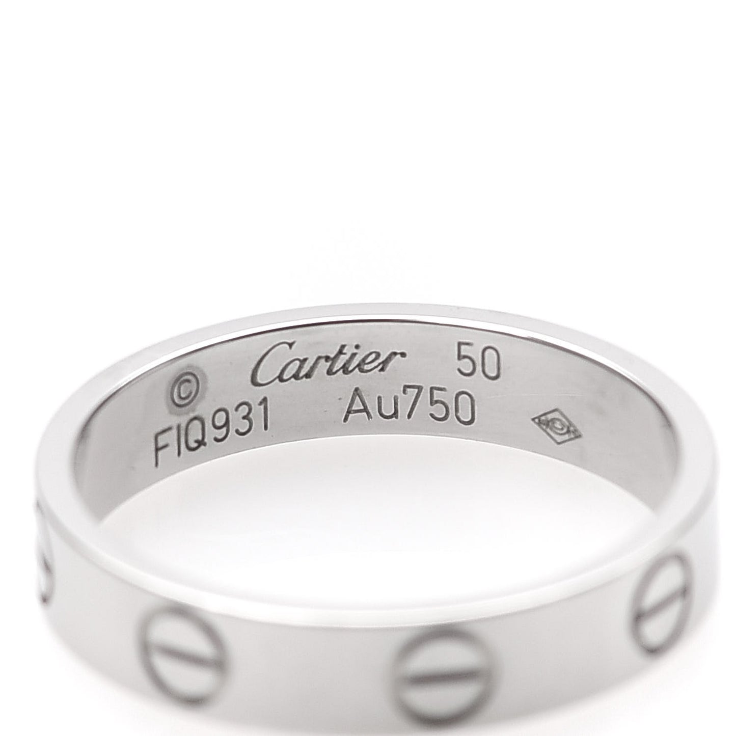 18K White Gold 3.5mm LOVE Wedding Band Ring 50 5.25