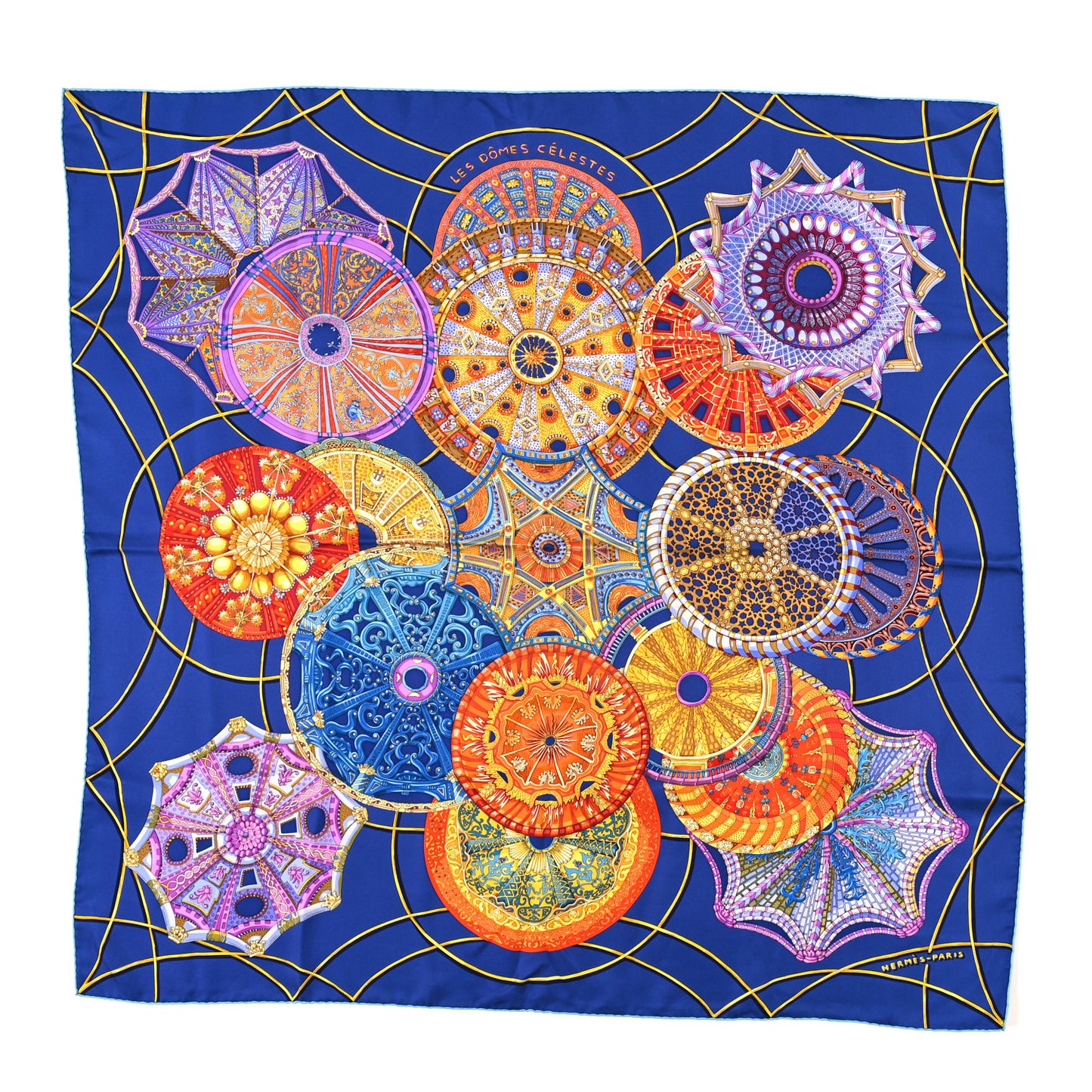 Silk Les Domes Celestes Scarf 90 Blue Multicolor