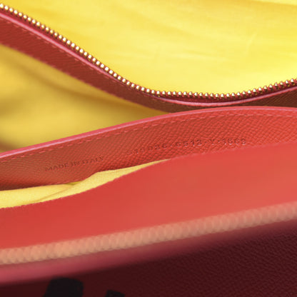 Balenciaga Signature Grained Calfskin Logo M Ville Top Handle Bag Rouge Coquelicot Black 7 of 19