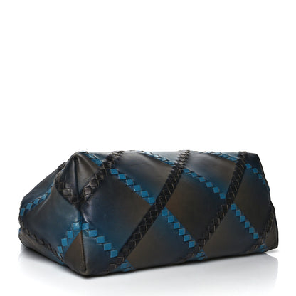 Bottega Veneta Calfskin Intrecciato Diamond Tote Black Blue 4 of 15