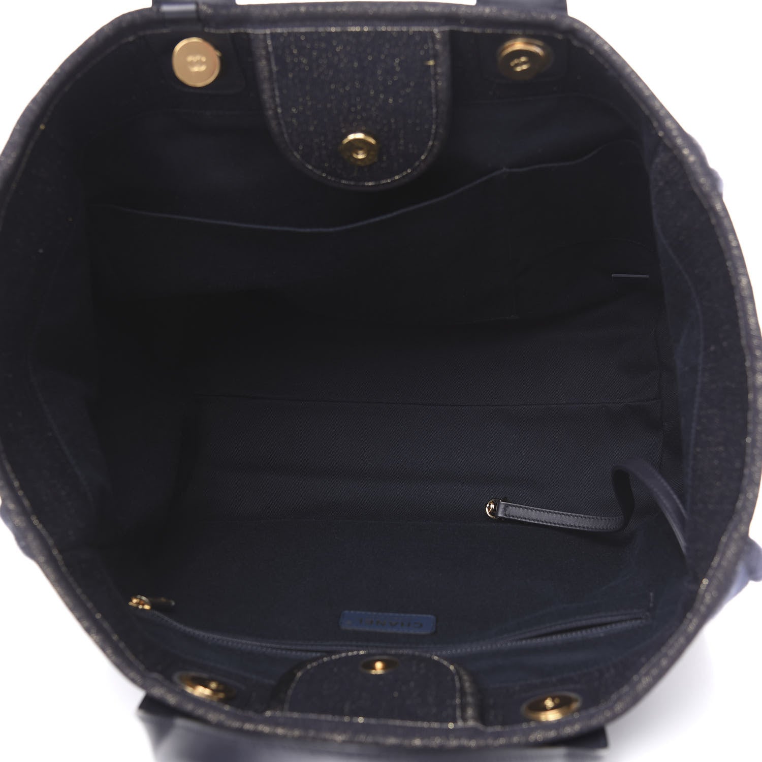 Chanel Lurex Canvas Medium Deauville Tote Navy Blue Gold 4 of 9