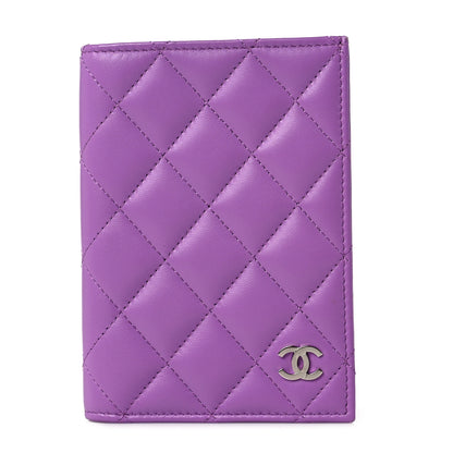 Chanel Lambskin Quilted Passport Holder Purple 1 of 9
