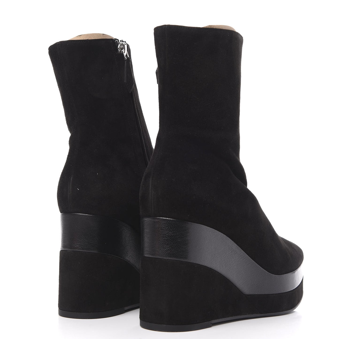 Suede Goatskin Womens Wedge Boot 39 Black