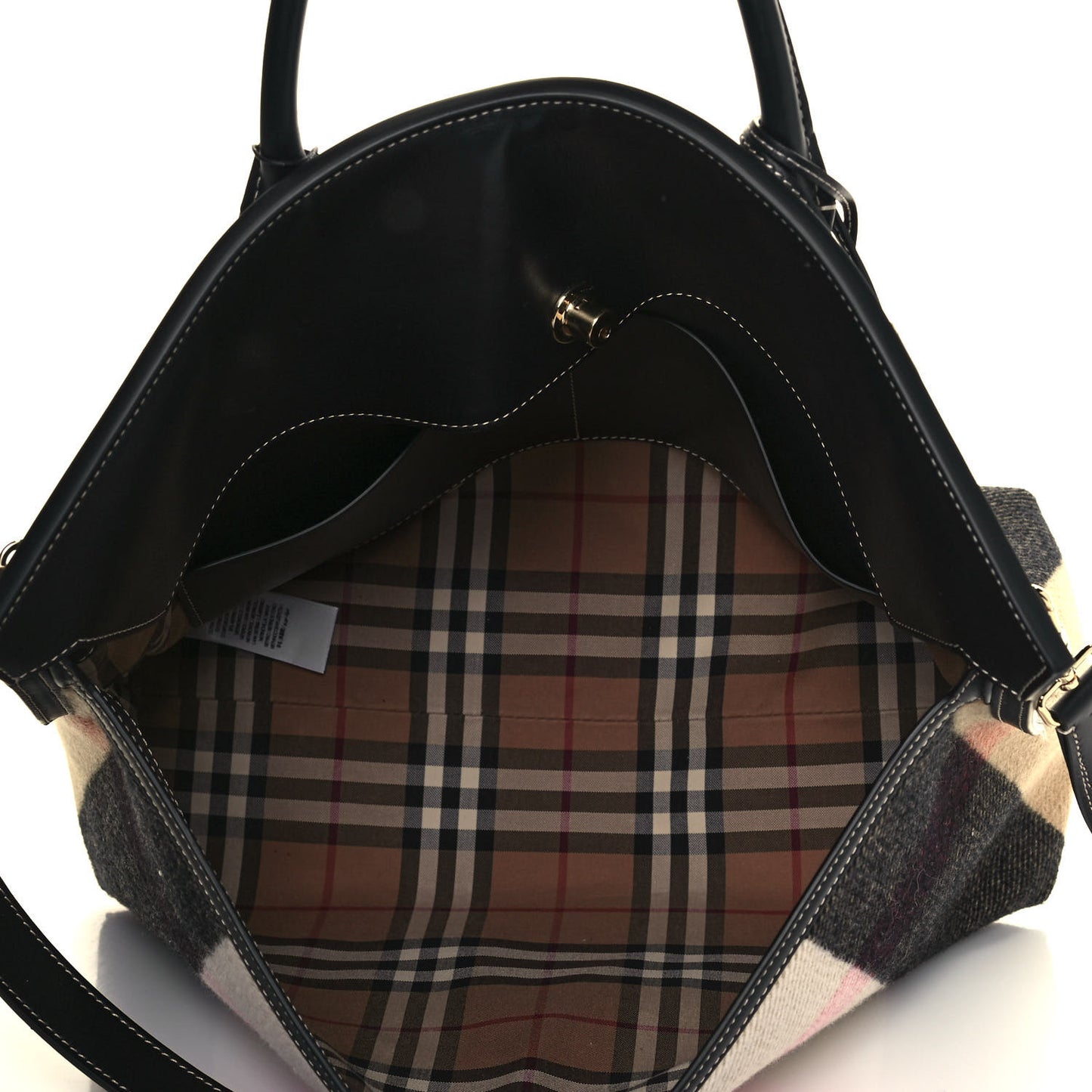 Calfskin Wool Cashmere Vintage Check Medium Society Tote Archive Beige
