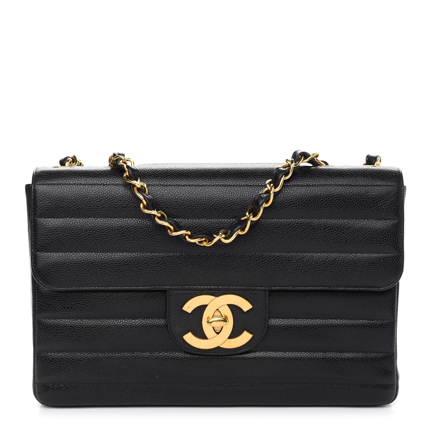 Chanel Caviar Horizontal Quilted Jumbo Single Flap Black 1 of 13