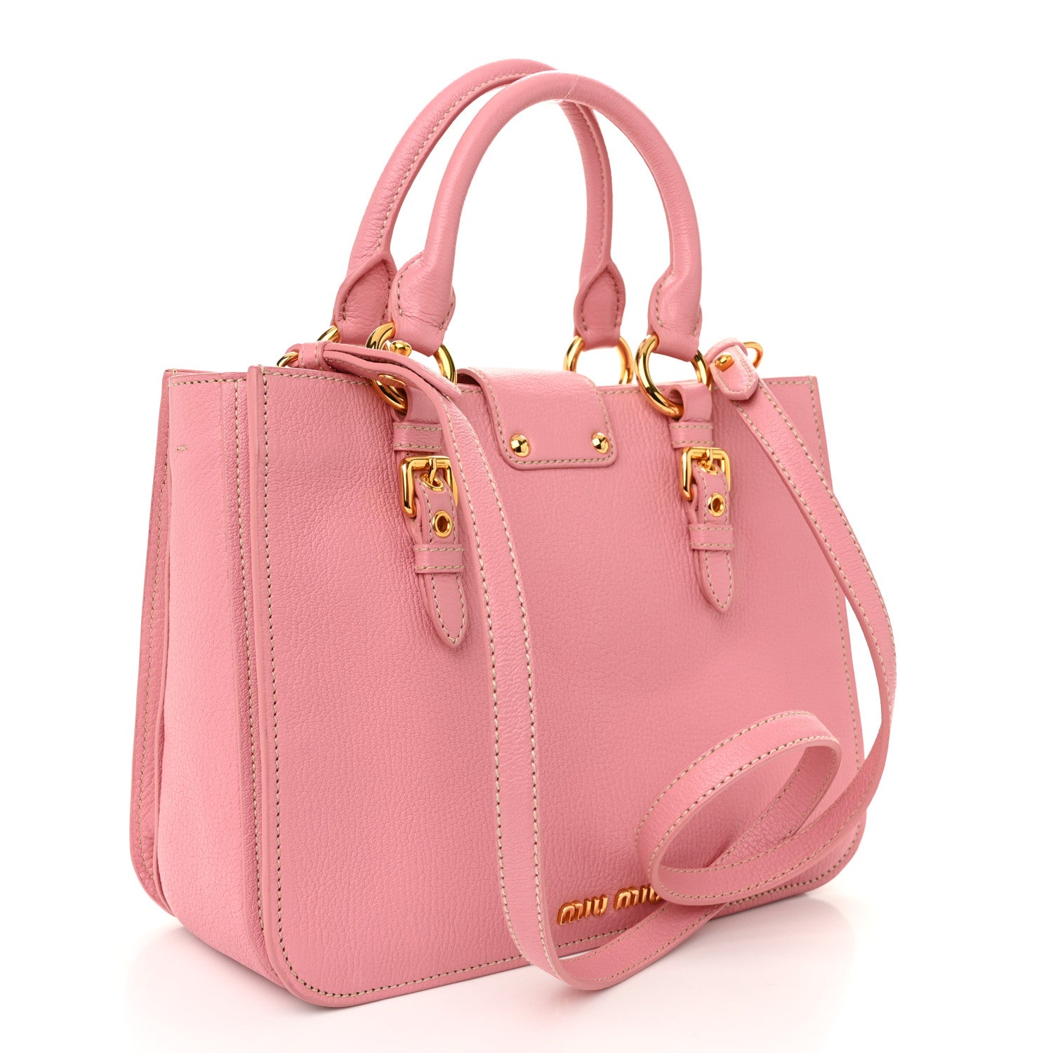 Miu Miu Goatskin Madras Shopping Tote Rosa Gemma 3 of 13