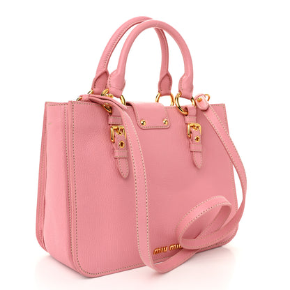 Miu Miu Goatskin Madras Shopping Tote Rosa Gemma 3 of 13