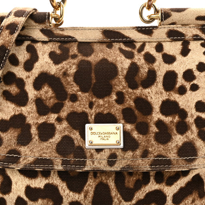 Dolce & Gabbana Canvas Leopard Print Miss Sicily Satchel Naturale 9 of 10