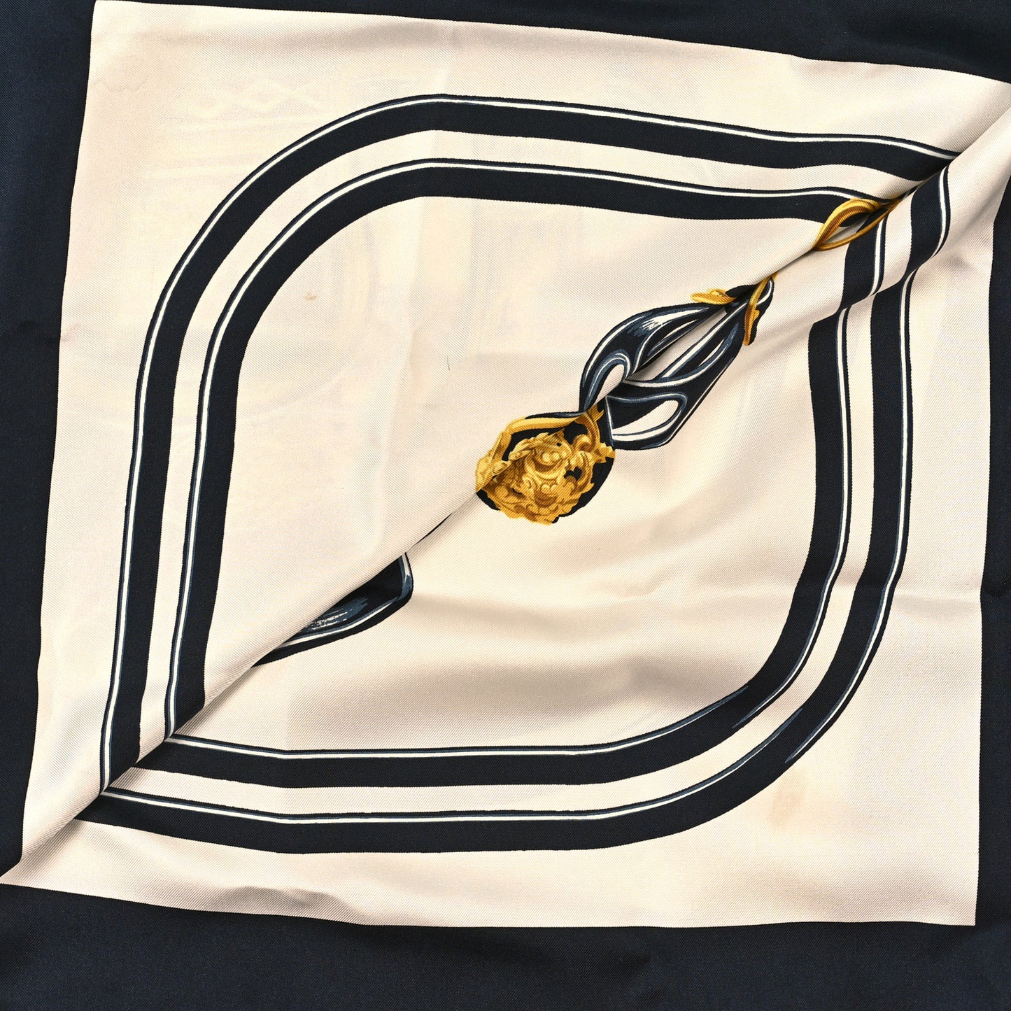 Silk Brides De Gala Scarf 90 Black Creme Gold