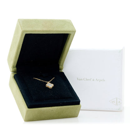 Van Cleef & Arpels 18K Yellow Gold Mother of Pearl Sweet Alhambra Pendant Necklace 6 of 6