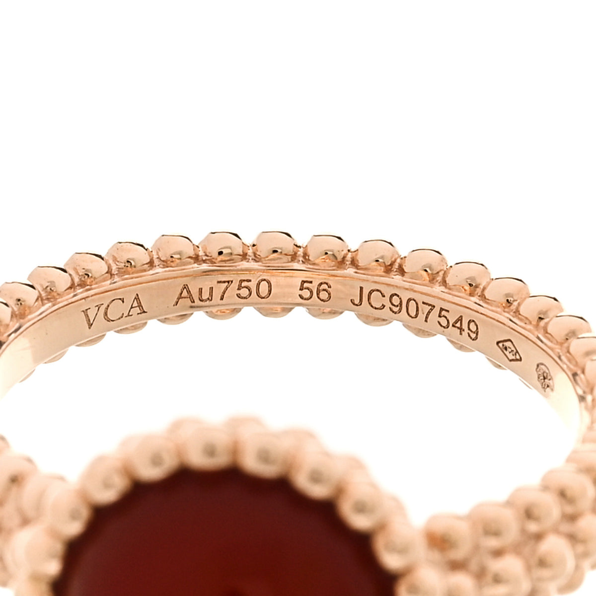 18K Rose Gold Carnelian Perlee Couleurs Ring 56 7.5