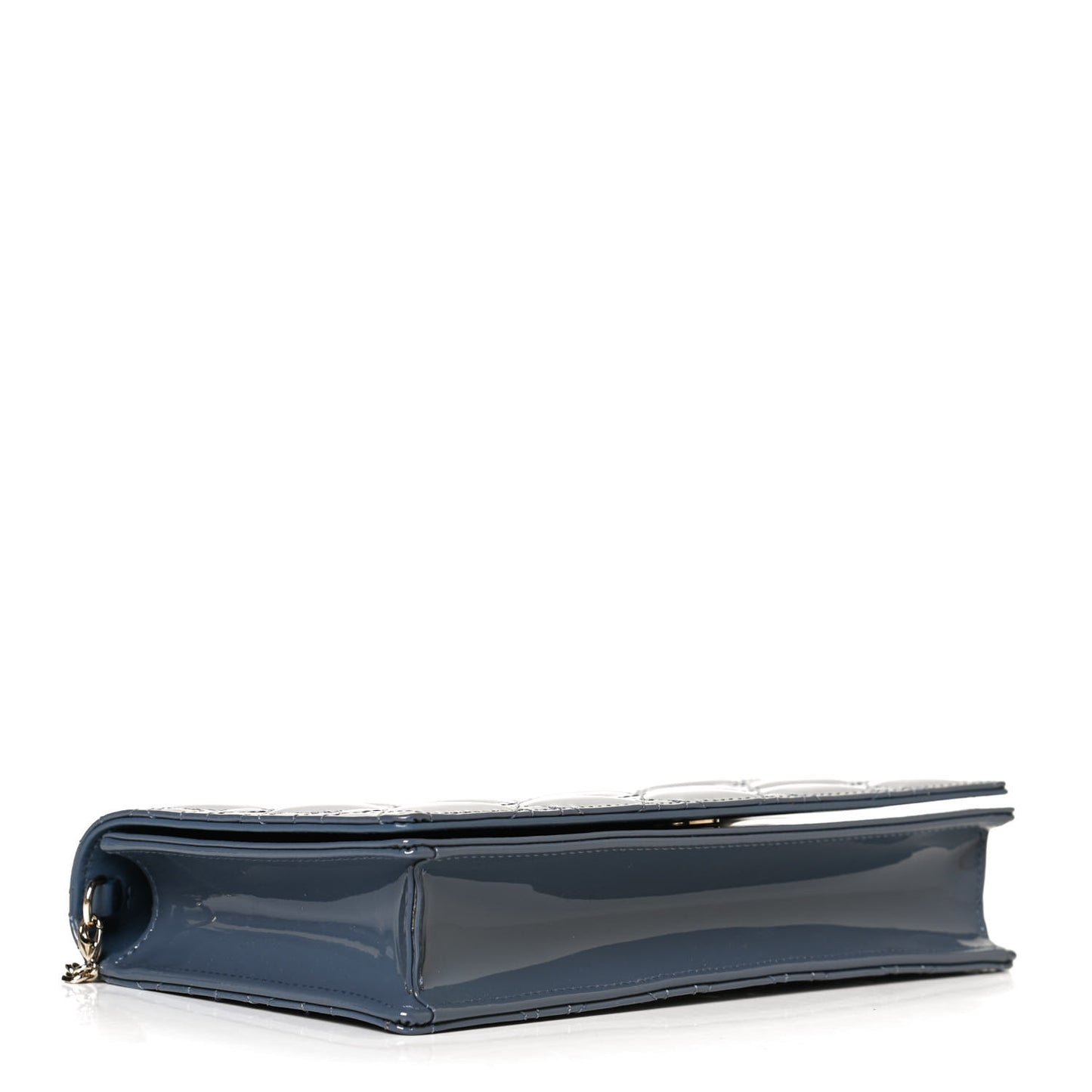 Patent Cannage Lady Dior Clutch Denim Blue