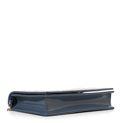 Christian Dior Patent Cannage Lady Dior Clutch Denim Blue 3 of 10
