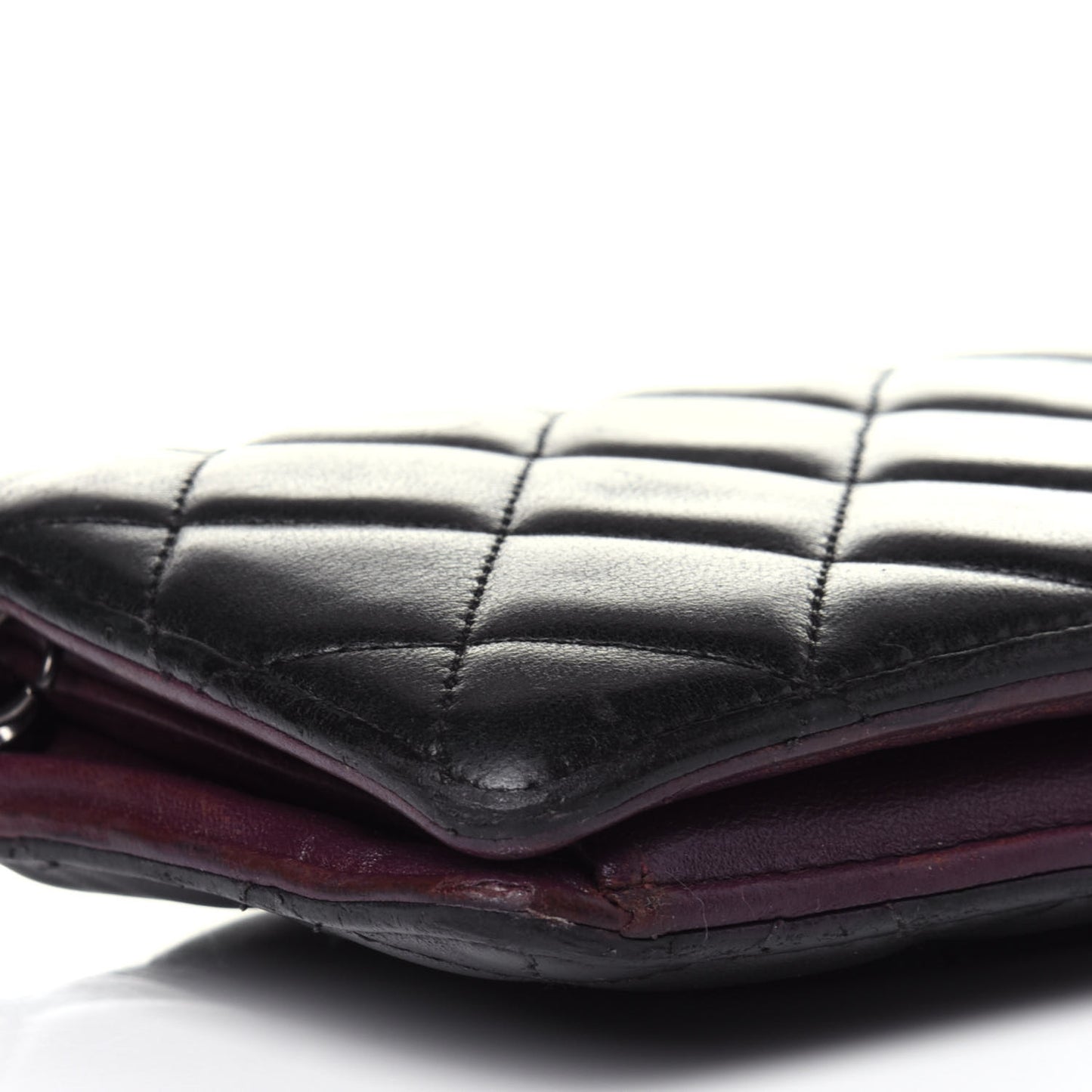 Lambskin Quilted Yen Wallet Black