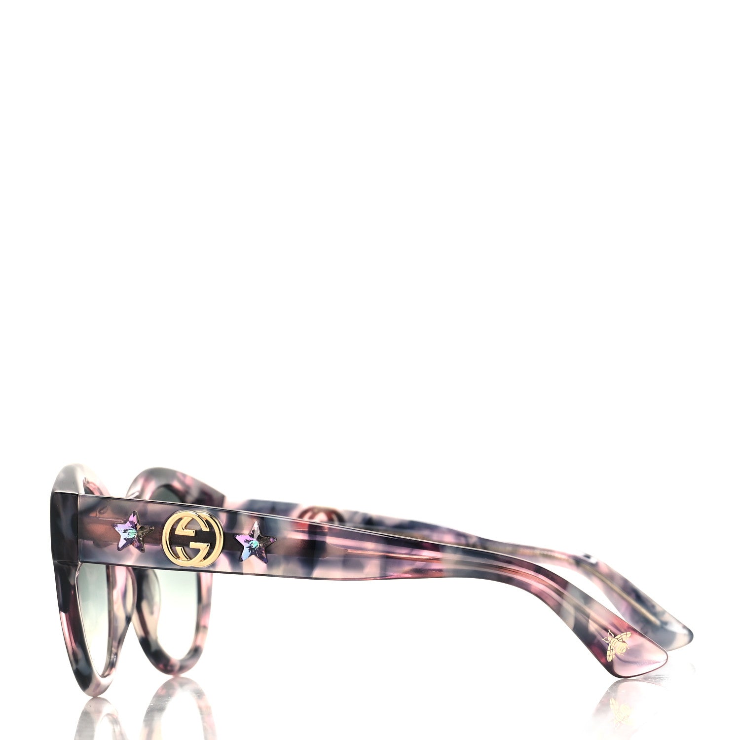 Gucci Round Frame GG Star Sunglasses GG0207S Grey Pink 3 of 7