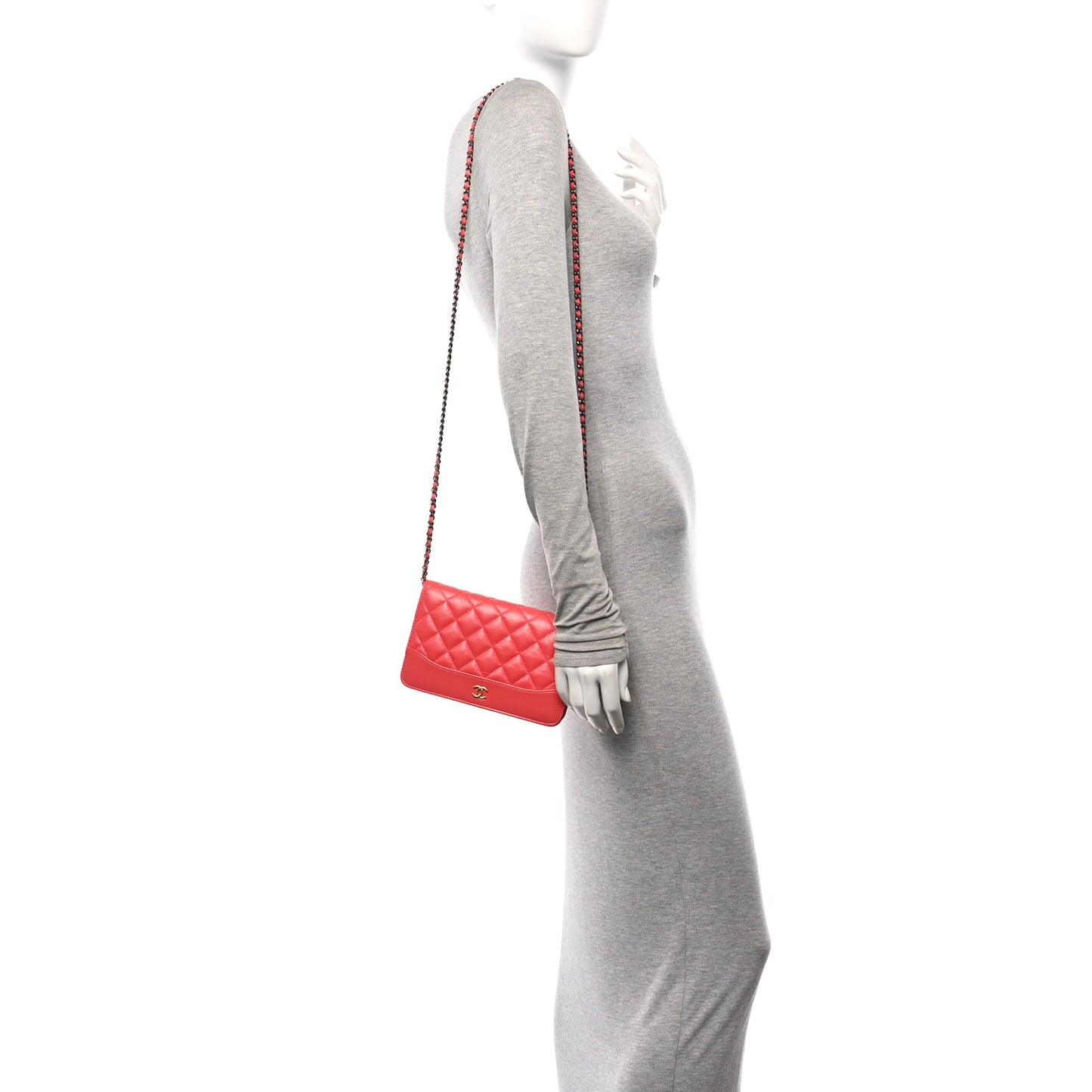 Aged Calfskin Quilted Gabrielle Wallet On Chain WOC  Orange