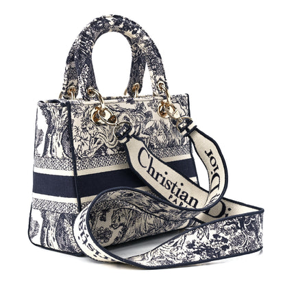 Christian Dior Toile de Jouy Embroidered Medium Lady D-Lite Blue 3 of 11