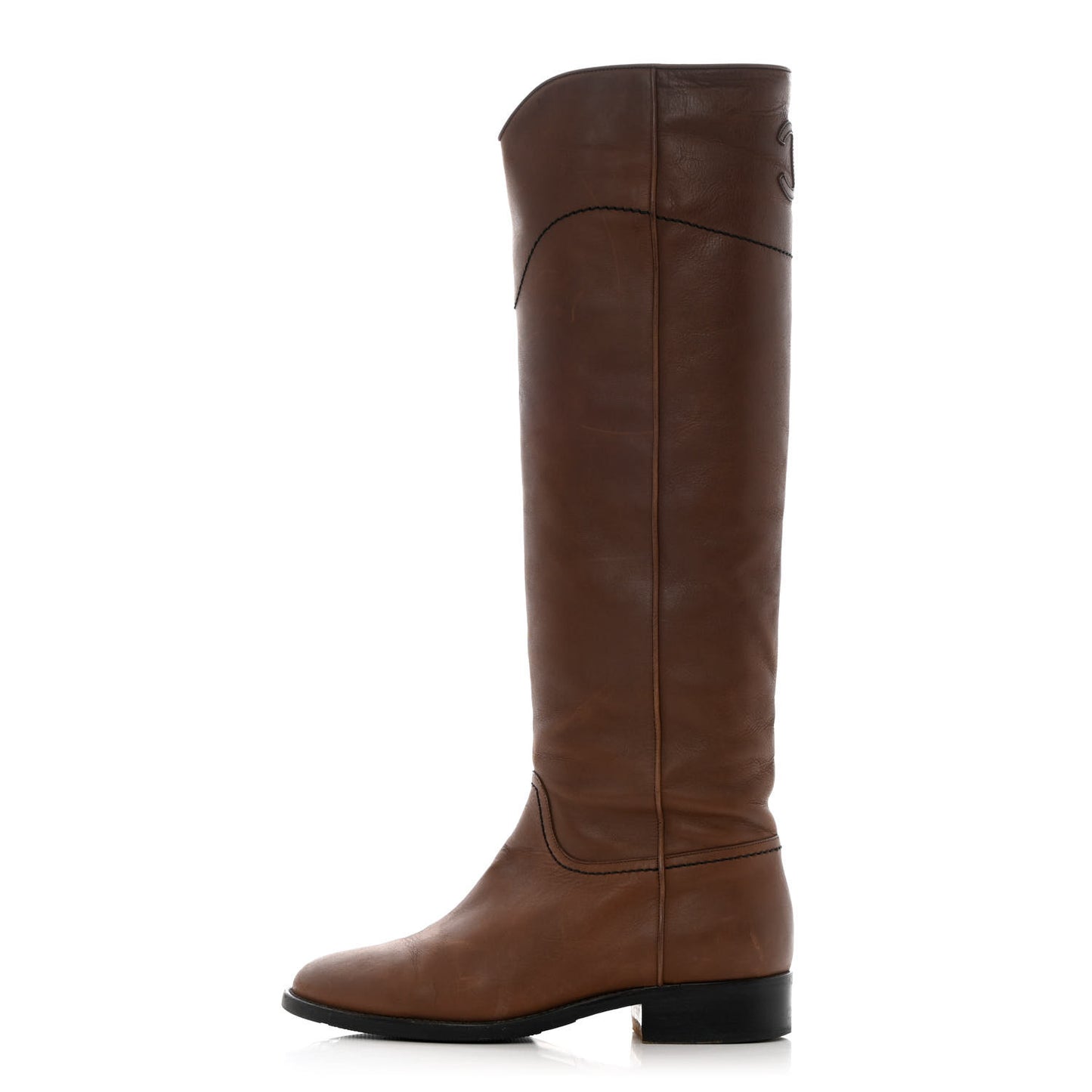 Calfskin Ascot Knee High CC Boots 36.5 Light Brown