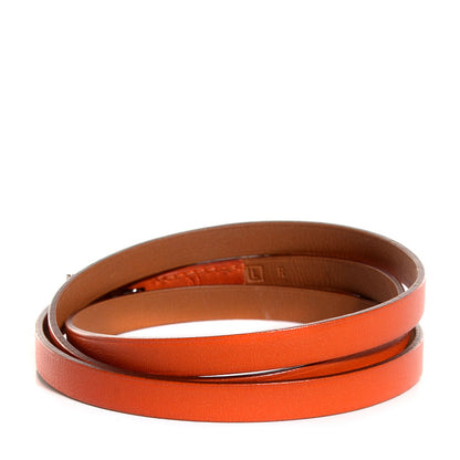 Hermes Tadelakt Hapi 3 MM Triple Tour Wrap Bracelet Size Medium Orange 4 of 9