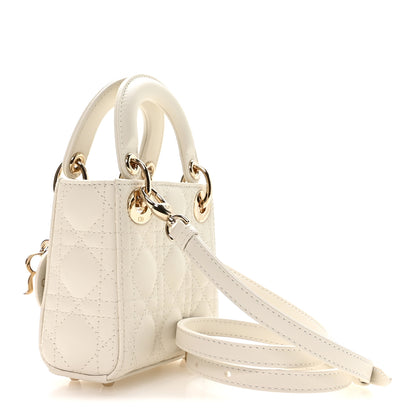 Christian Dior Lambskin Cannage Micro Lady Dior White 3 of 11