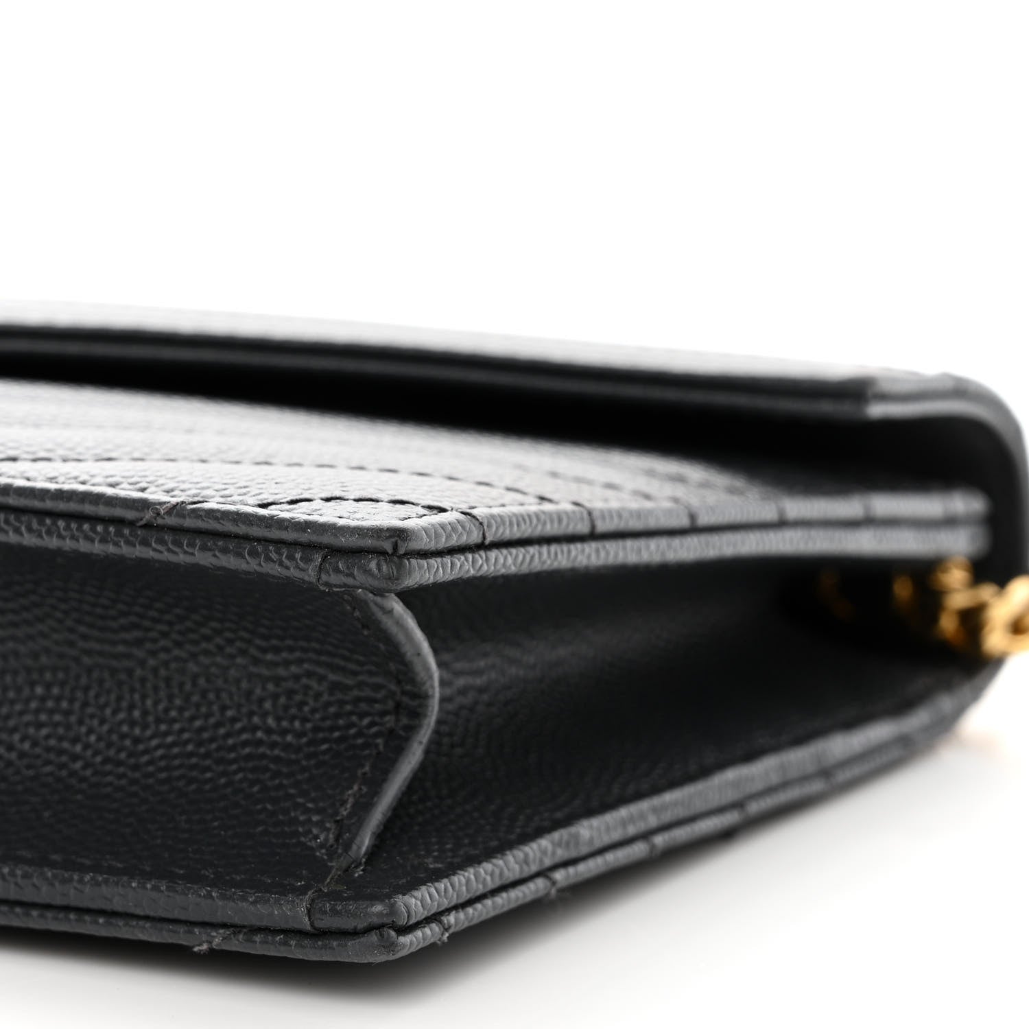 Saint Laurent Grain De Poudre Matelasse Chevron Monogram Envelope Chain Wallet Dark Smog 11 of 13