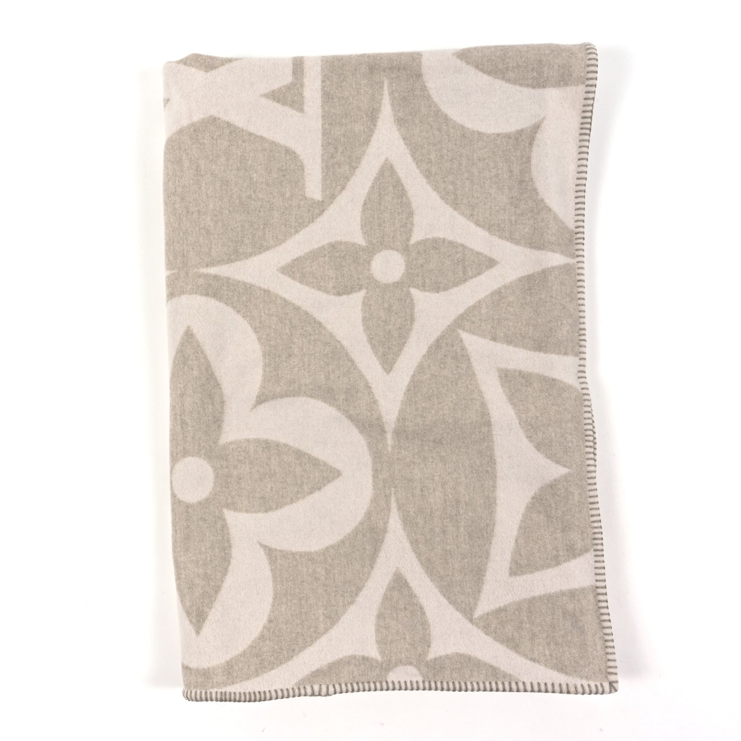 Wool Cashmere Monogram Blanket Beige