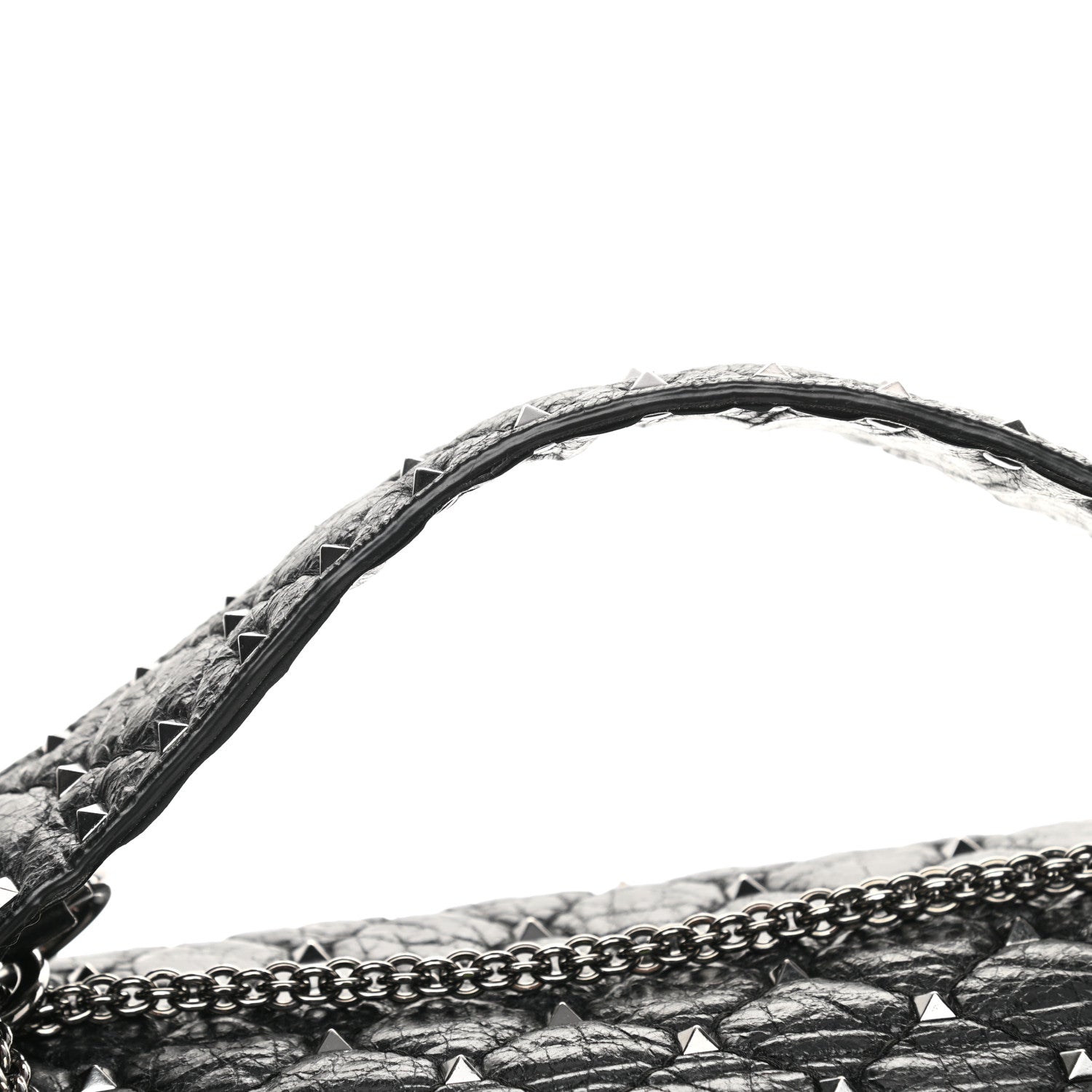 Valentino Garavani Craquele Nappa Large Rockstud Spike Shoulder Bag Black 14 of 15