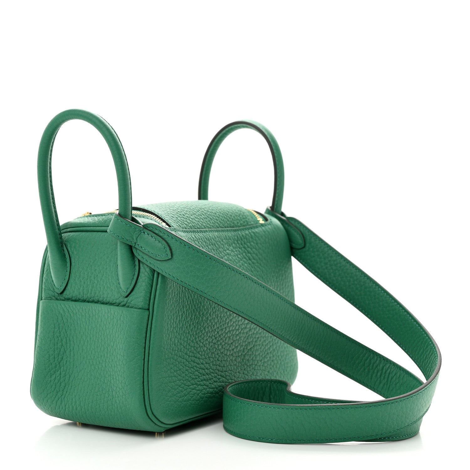 Hermes Taurillon Clemence Mini Lindy 20 Vert Vertigo 3 of 11