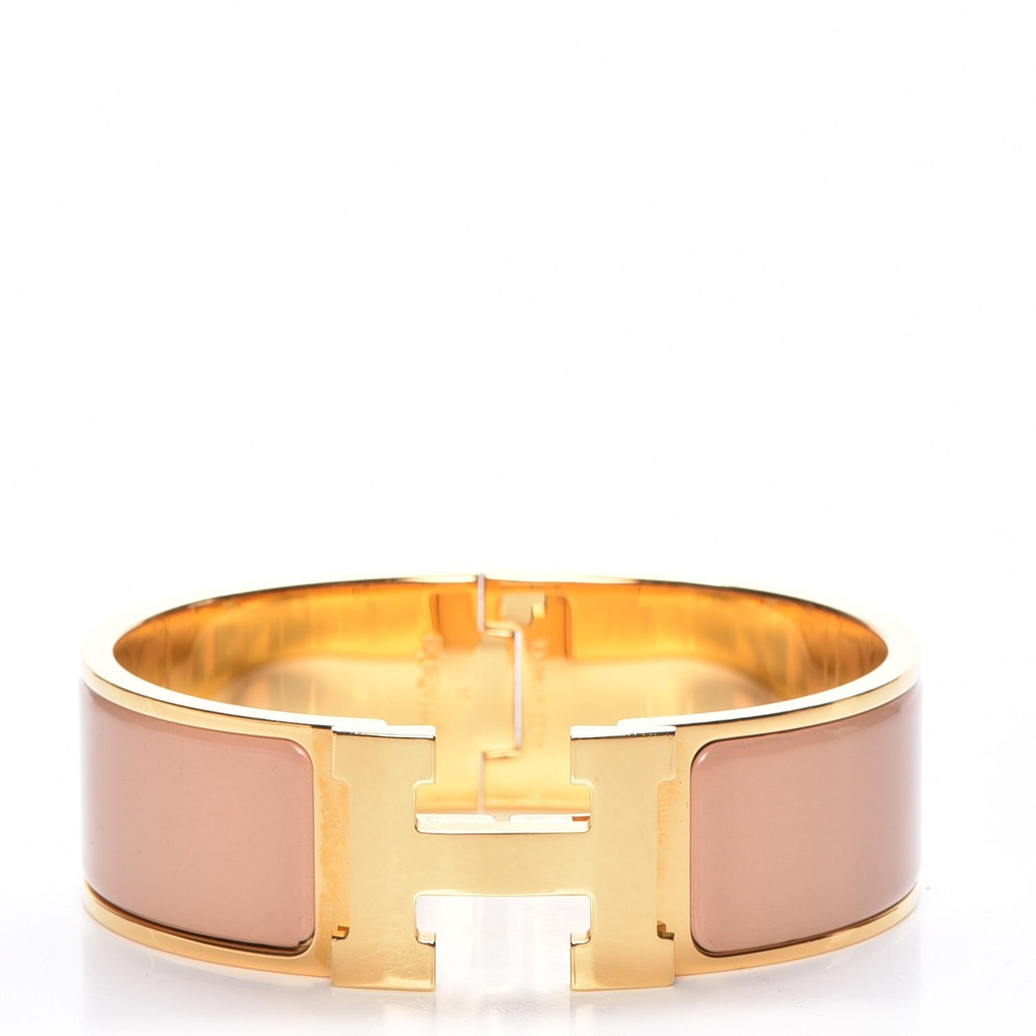 Hermes Enamel Wide Clic Clac H Bracelet GM Rose Poudre 1 of 5