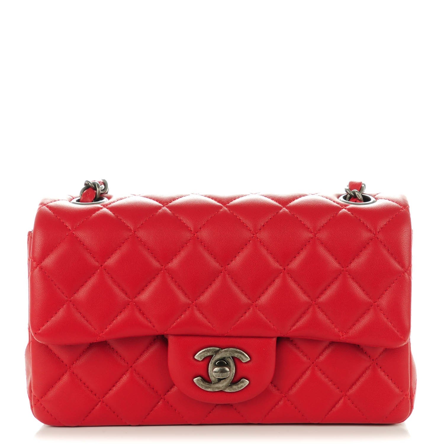 Chanel Lambskin Quilted Mini Rectangular Flap Red 1 of 8