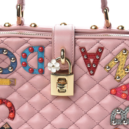 Dolce & Gabbana Lambskin Watersnake Embellished Lucia Shoulder Bag Rosa 9 of 10