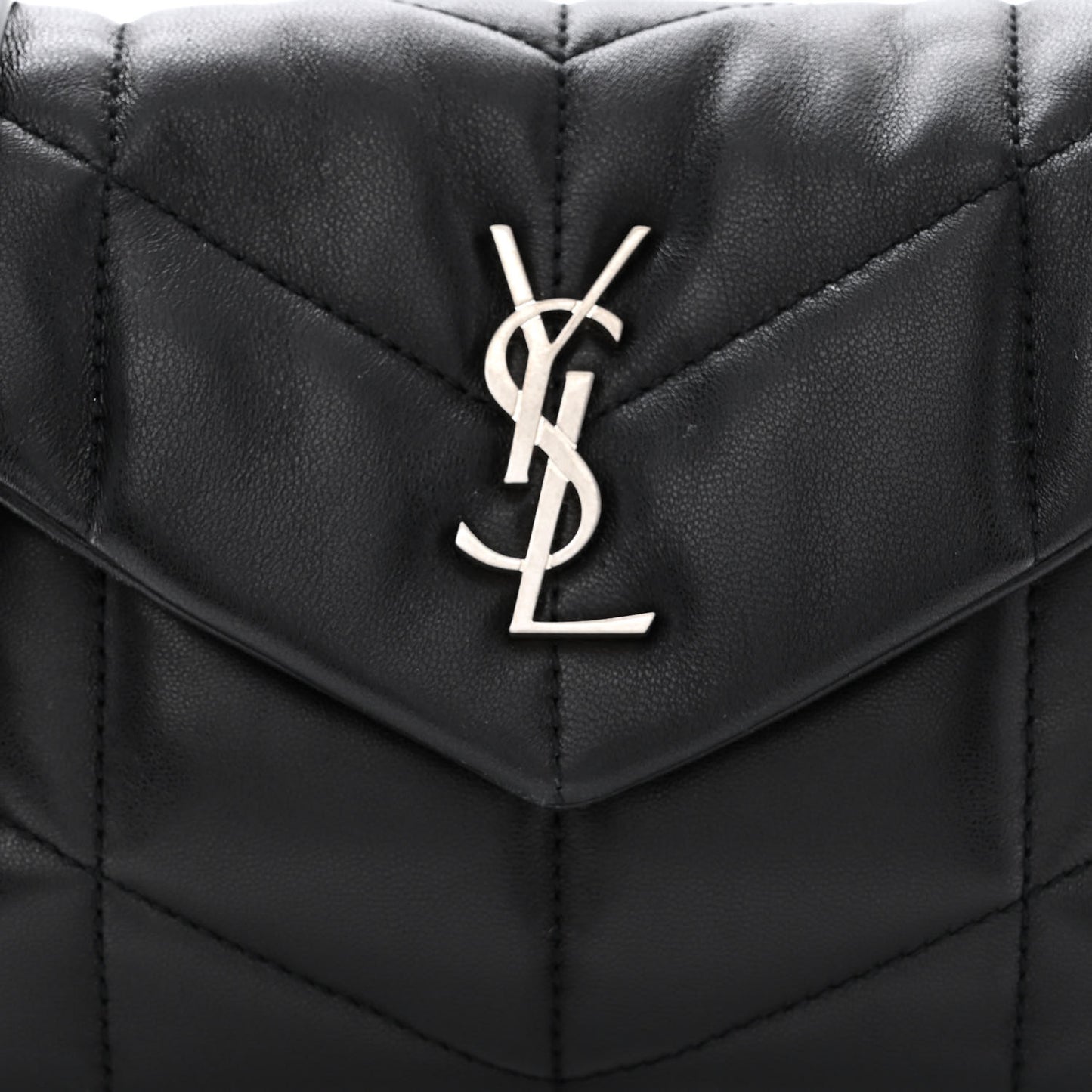 Lambskin Quilted Toy Loulou Puffer Monogram Chain Satchel Black