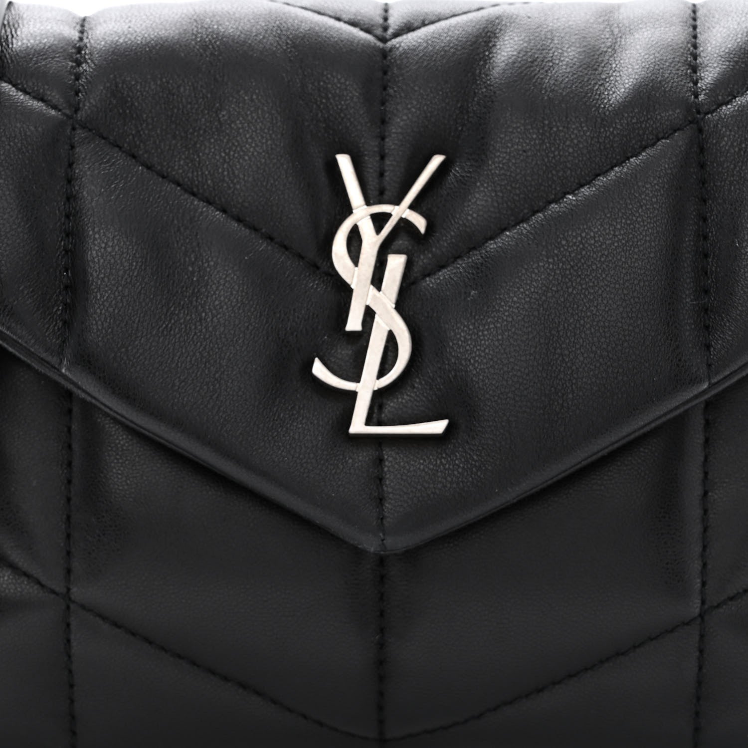 Saint Laurent Lambskin Quilted Toy Loulou Puffer Monogram Chain Satchel Black 8 of 10