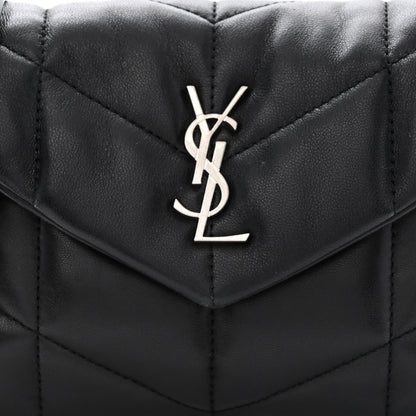 Saint Laurent Lambskin Quilted Toy Loulou Puffer Monogram Chain Satchel Black 8 of 10
